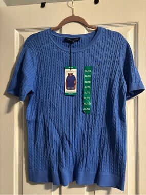 Tommy Hilfiger Royal Blue Cable Knit Crewneck Sweater